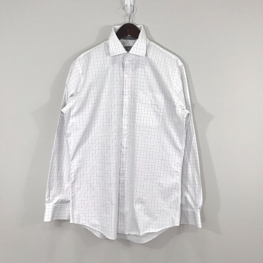Nordstrom Rack Grid White Button Up Trim Fit - image 1